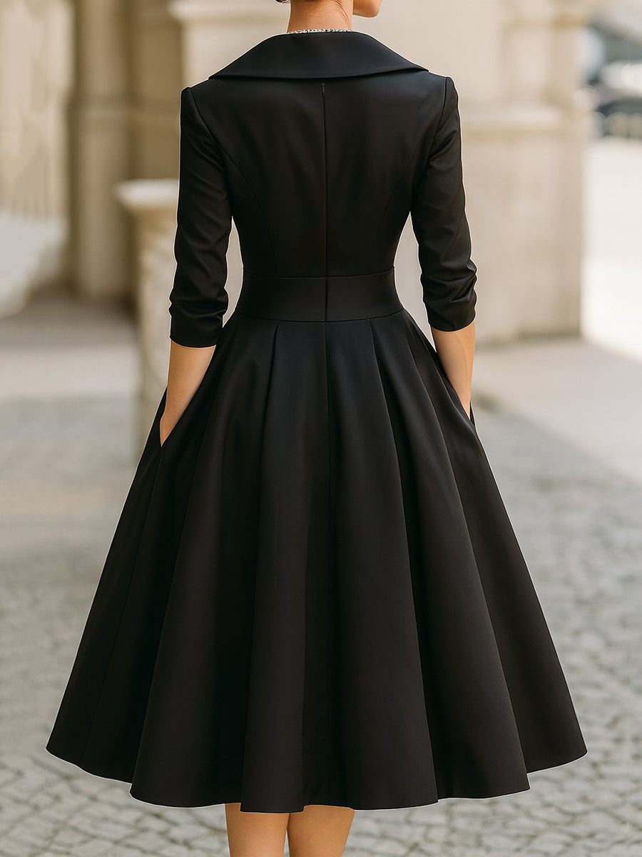 Karen Moree | Elegant Black Vintage Swing Dress