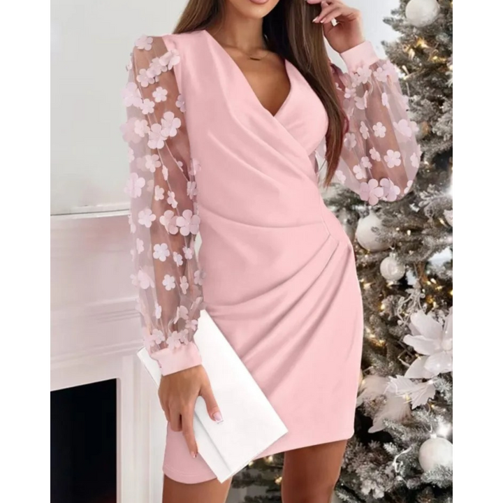 Karen Moree | Elegant Cocktail Dress with Sheer Sleeves