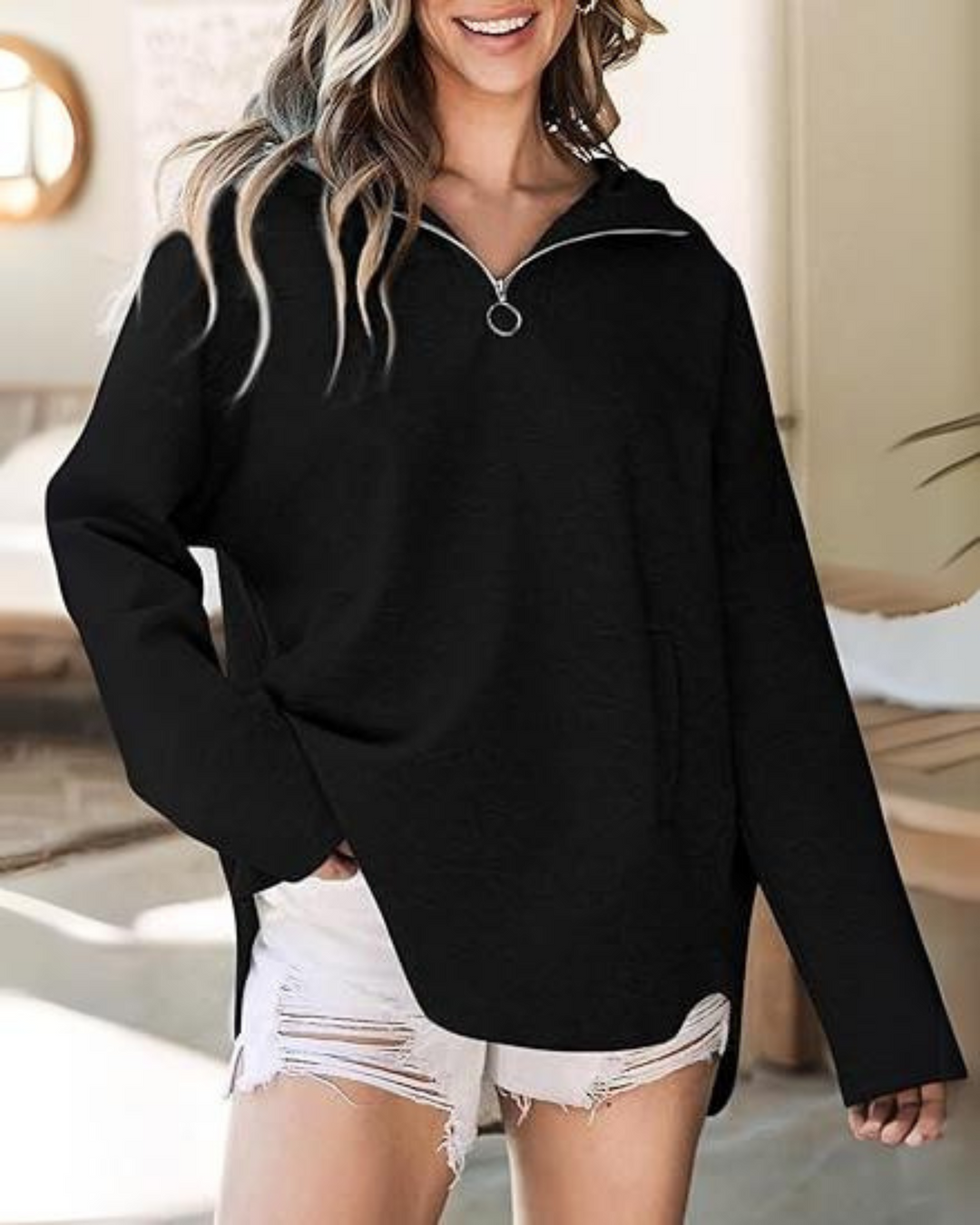 Karen Moree | Quarter Zip Oversized Hoodie