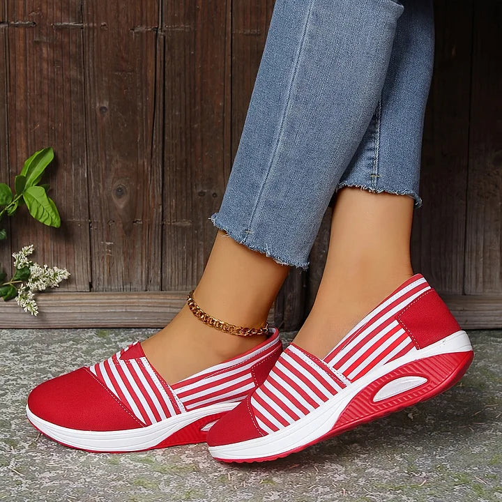 Karen Moree | Comfortable Striped Slip-On Sneakers