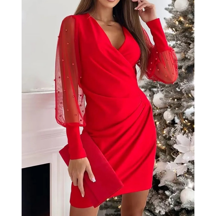 Karen Moree | Elegant Cocktail Dress with Sheer Sleeves