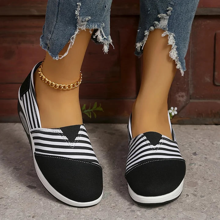 Karen Moree | Comfortable Striped Slip-On Sneakers