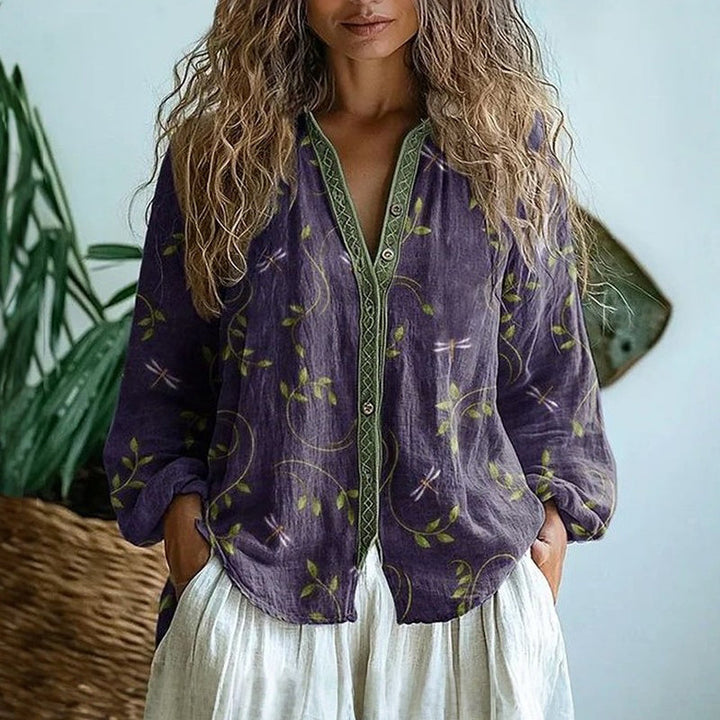 Karen Moree | Vintage Leaf Print Blouse