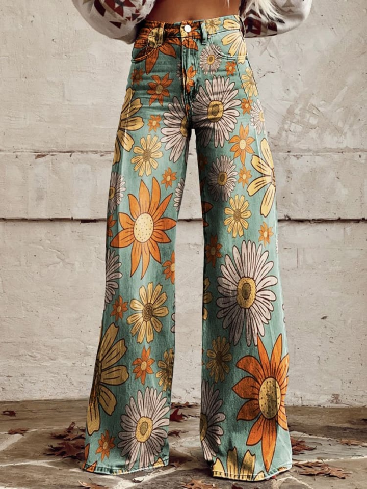 Karen Moree | Vintage Floral Print Wide Leg Pants
