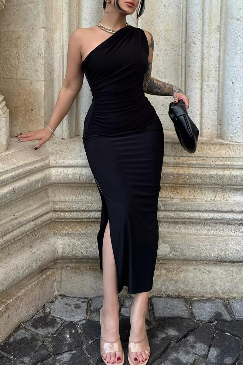 Karen Moree | Elegant One-Shoulder Cocktail Dress With Slit