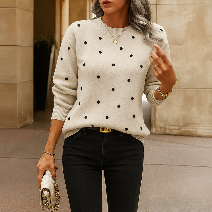 Karen Moree | Women Casual Knit Sweater Dot Pattern