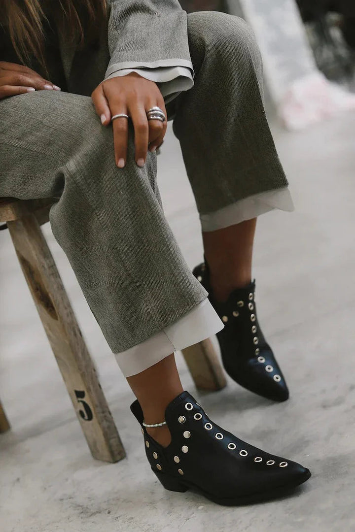 Karen Moree | Pointed Studded Ankle Boot