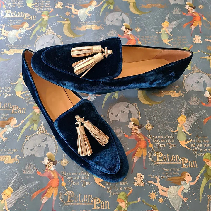 Karen Moree | Loafers In Midnight With Champagne Tassels