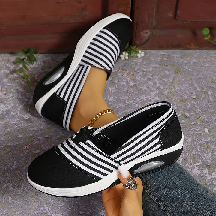 Karen Moree | Comfortable Striped Slip-On Sneakers