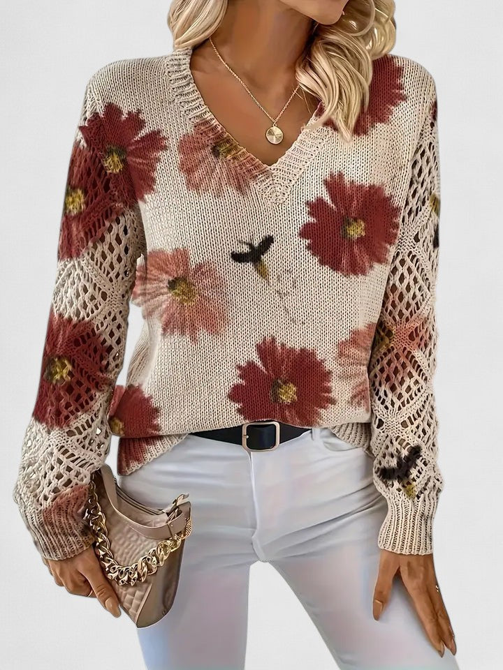 Karen Moree | Elegant Floral Knit Sweater