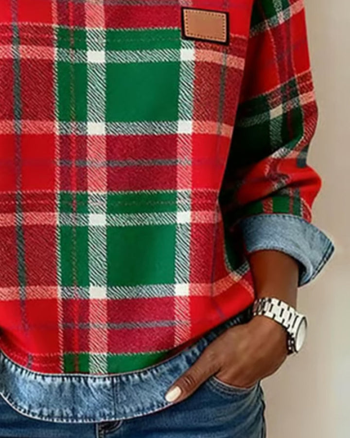 Karen Moree | Sweatshirt With Checkered Patchwork