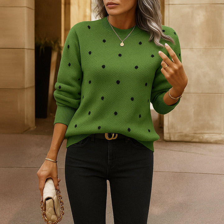 Karen Moree | Women Casual Knit Sweater Dot Pattern