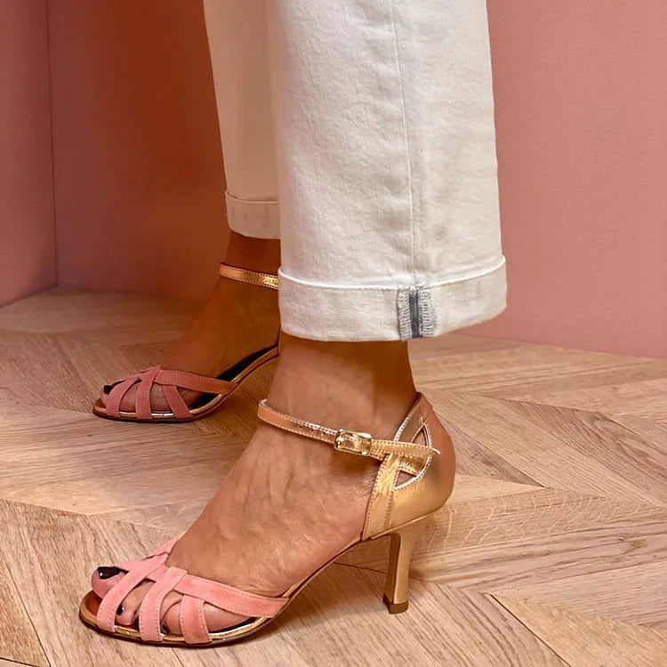 Karen Moree | Strappy Peach Mid Heels