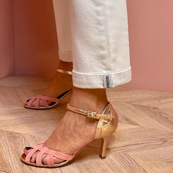 Karen Moree | Strappy Peach Mid Heels