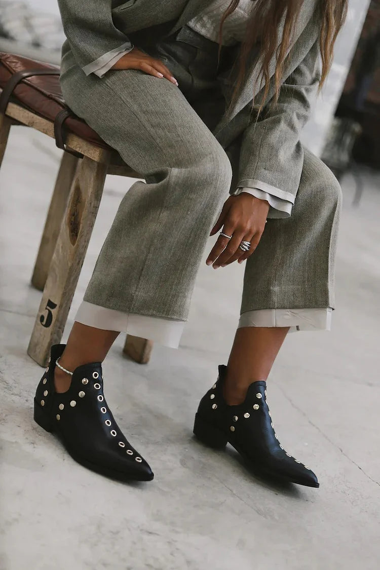 Karen Moree | Pointed Studded Ankle Boot
