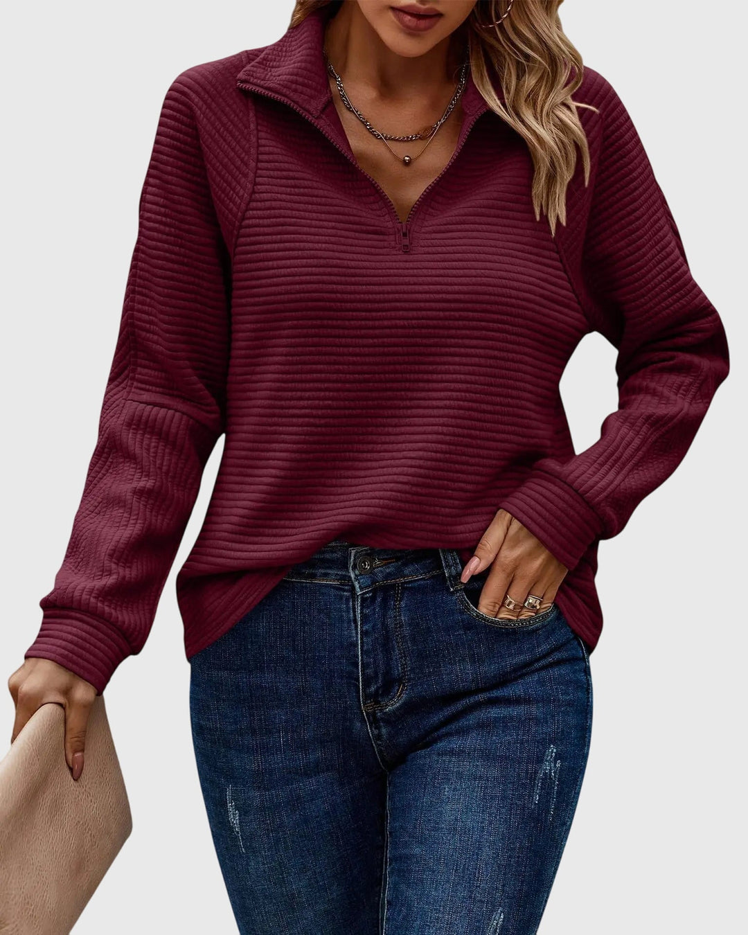 Karen Moree | Elegant Half-Zip Sweater