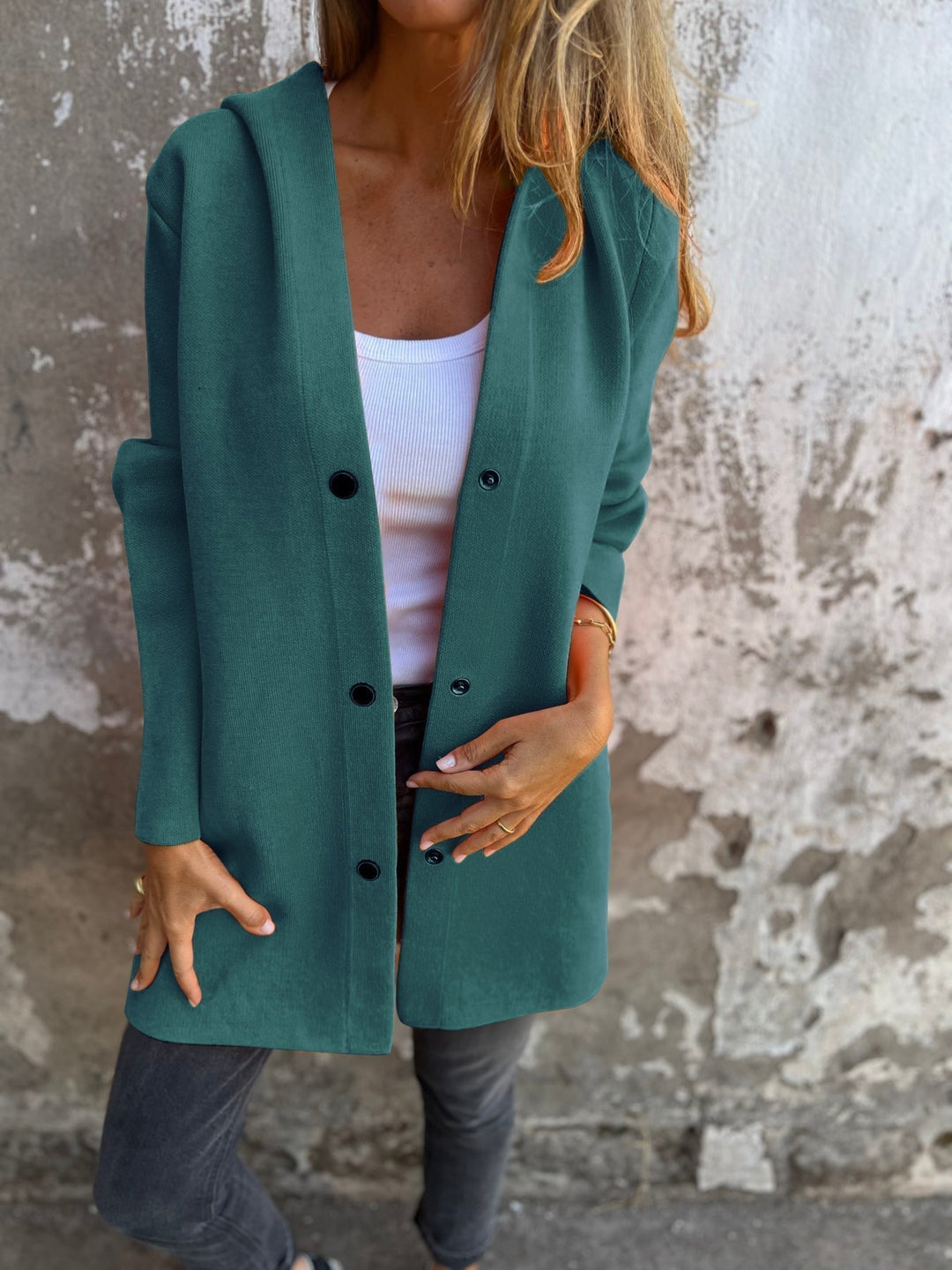 Karen Moree | Casual Hoodie Jacket with Buttons