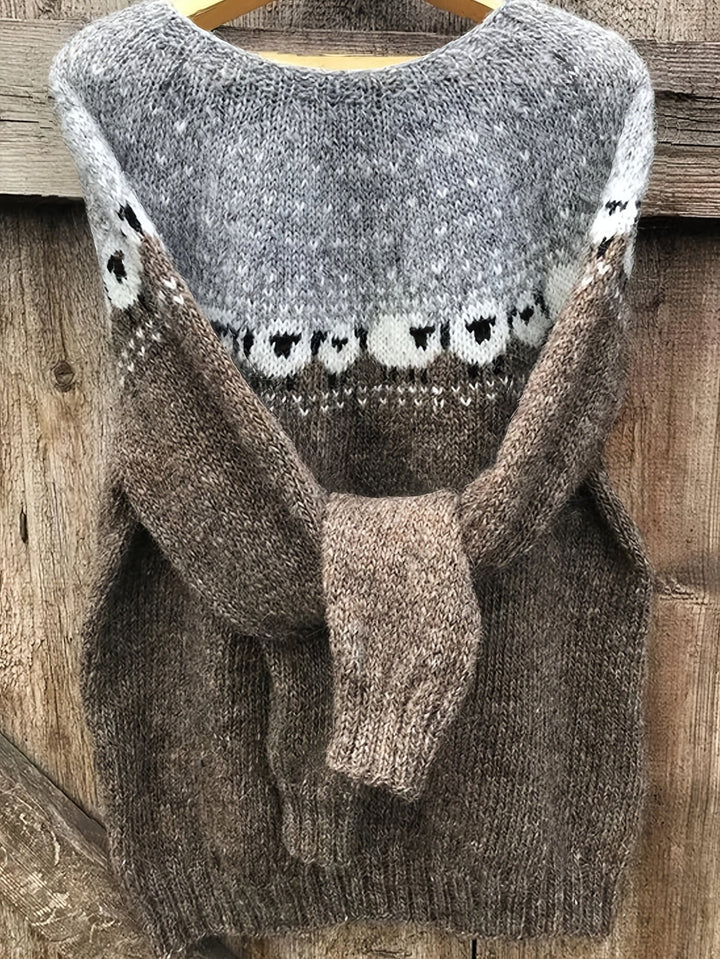 Karen Moree | Elegant Winter Sweater, Sheep Jacquard Pattern