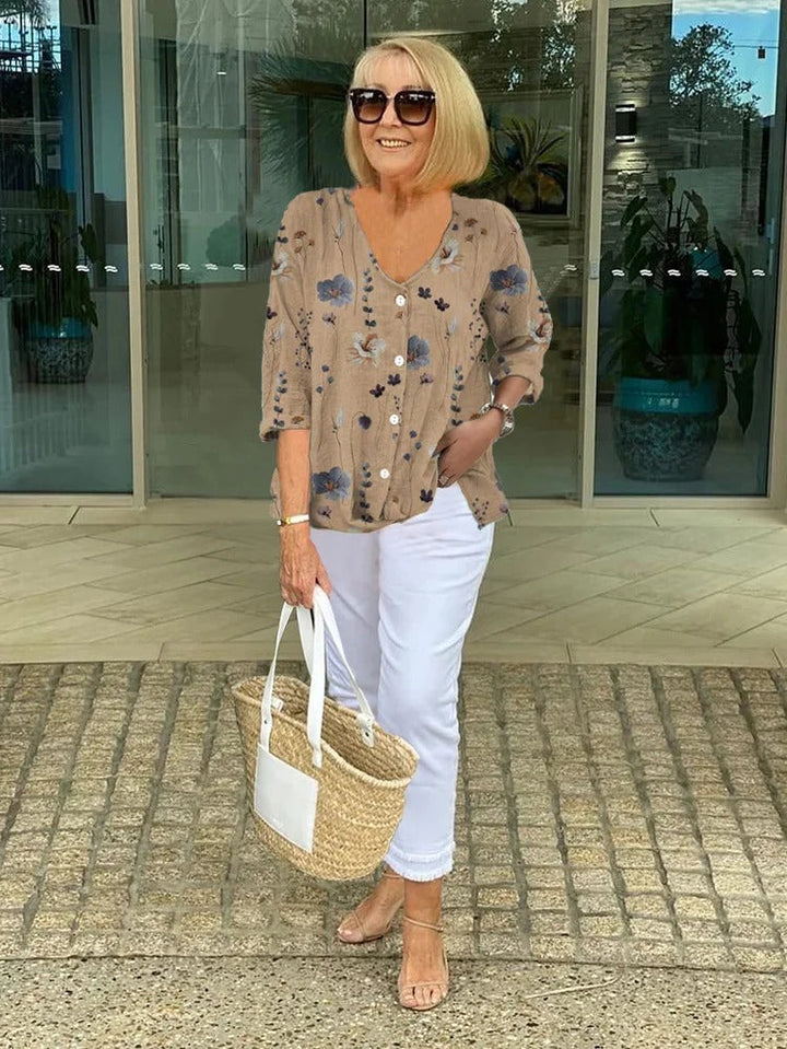 Karen Moree | Printed Button Tunic Top