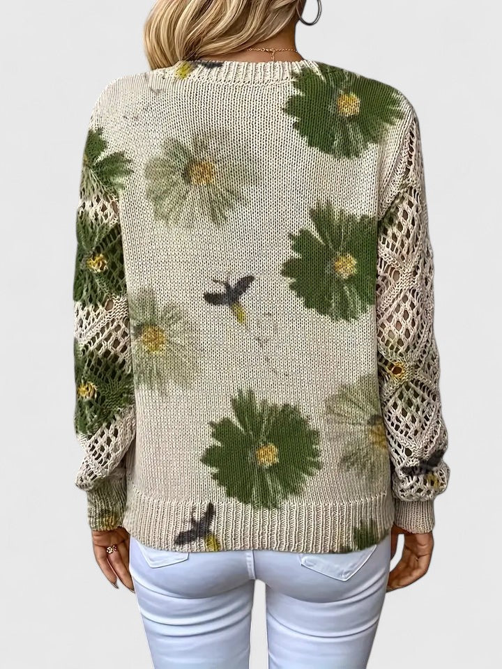 Karen Moree | Elegant Floral Knit Sweater