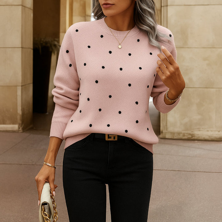 Karen Moree | Women Casual Knit Sweater Dot Pattern
