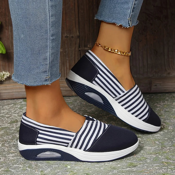 Karen Moree | Comfortable Striped Slip-On Sneakers