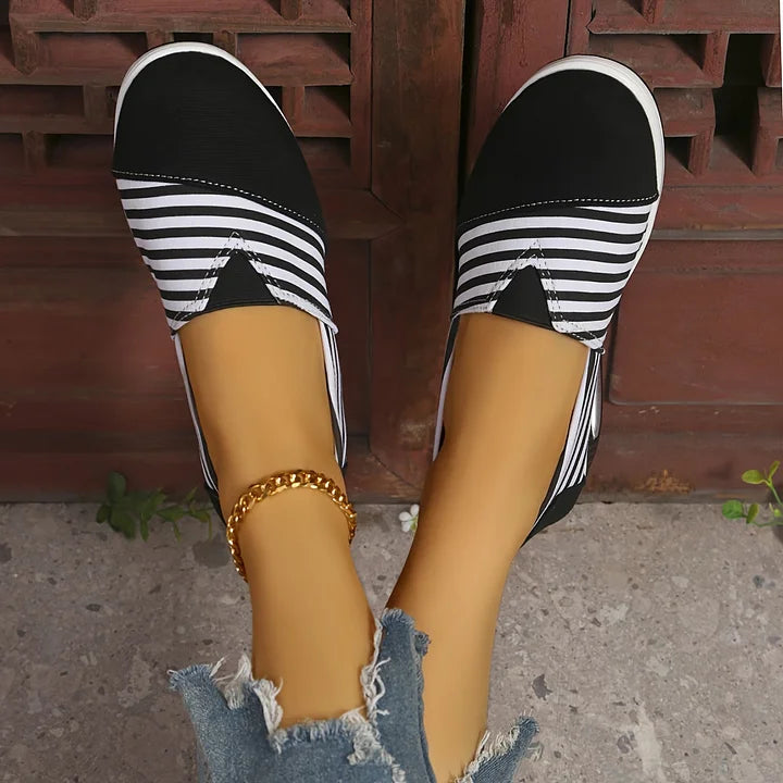 Karen Moree | Comfortable Striped Slip-On Sneakers