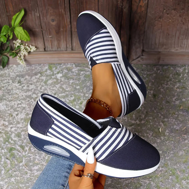 Karen Moree | Comfortable Striped Slip-On Sneakers