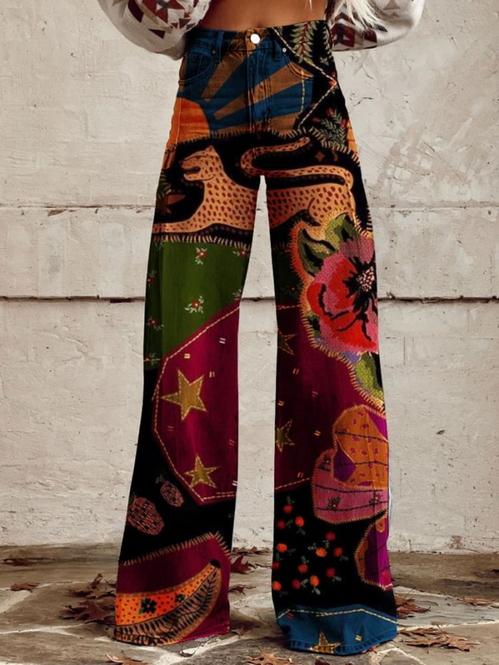 Karen Moree | Vintage Colourful Printed Wide Leg Pants