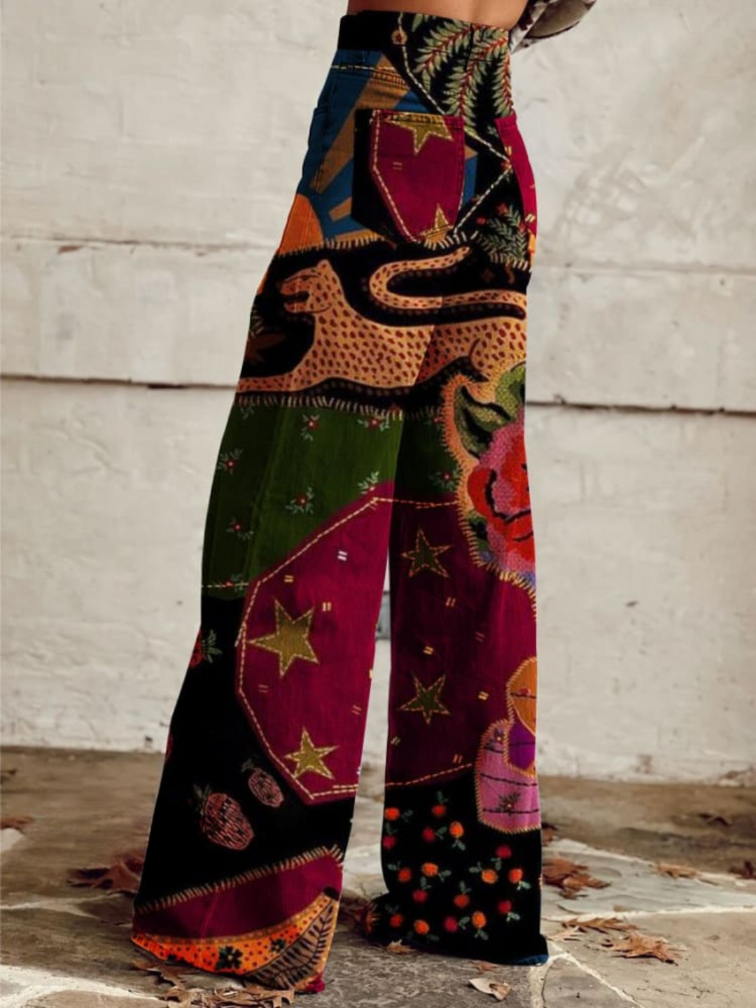 Karen Moree | Vintage Colourful Printed Wide Leg Pants