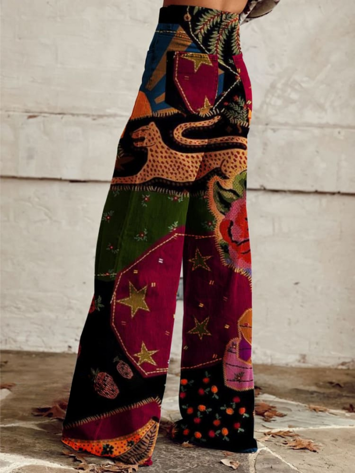 Karen Moree | Vintage Colourful Printed Wide Leg Pants