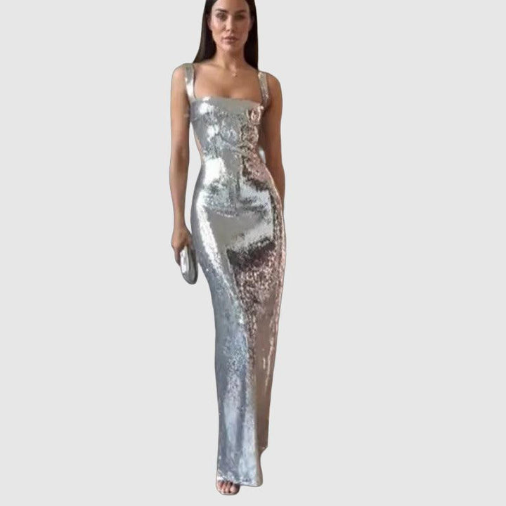 Karen Moree | Elegant Floor-Length Sequin Cocktail Dress