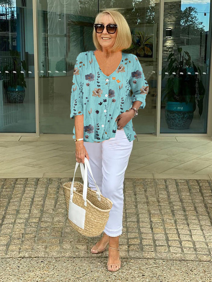 Karen Moree | Printed Button Tunic Top