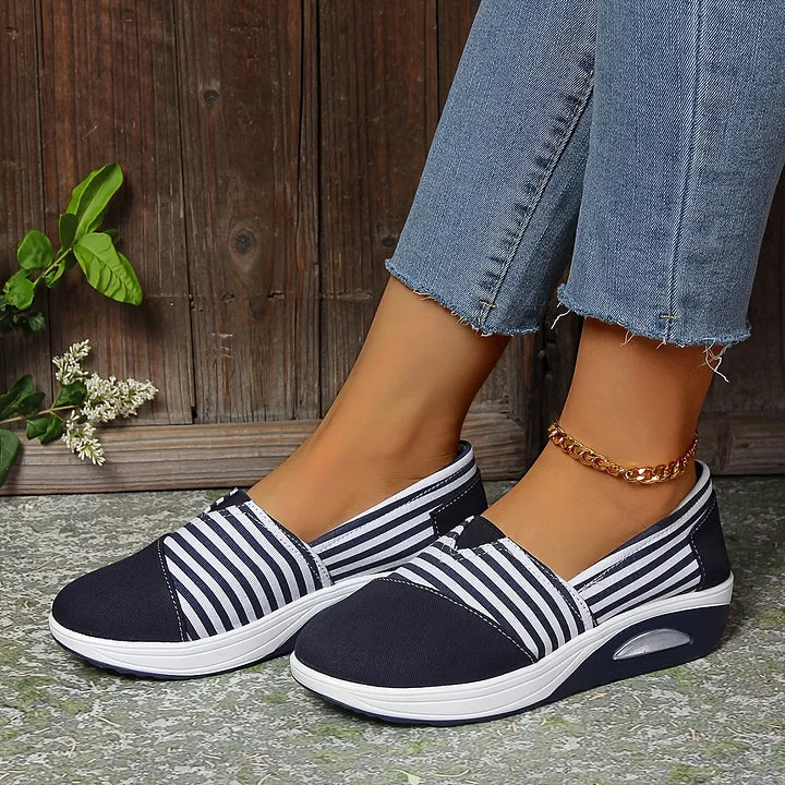 Karen Moree | Comfortable Striped Slip-On Sneakers