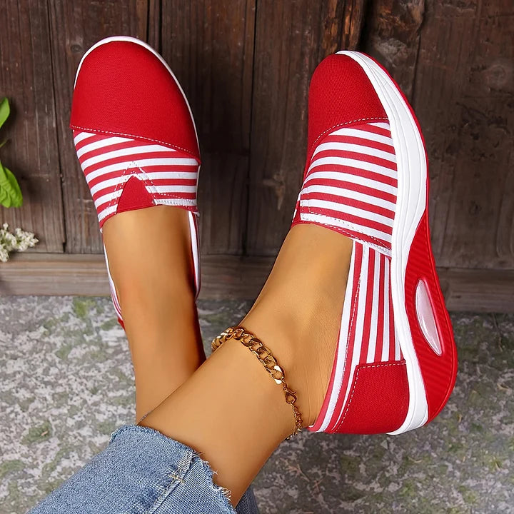 Karen Moree | Comfortable Striped Slip-On Sneakers
