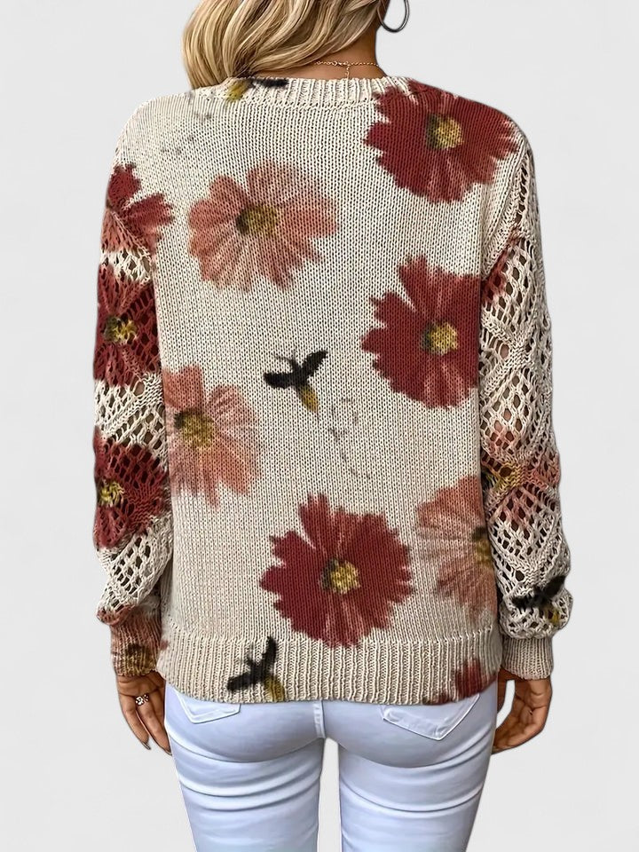 Karen Moree | Elegant Floral Knit Sweater