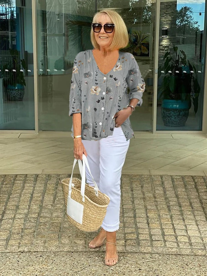 Karen Moree | Printed Button Tunic Top