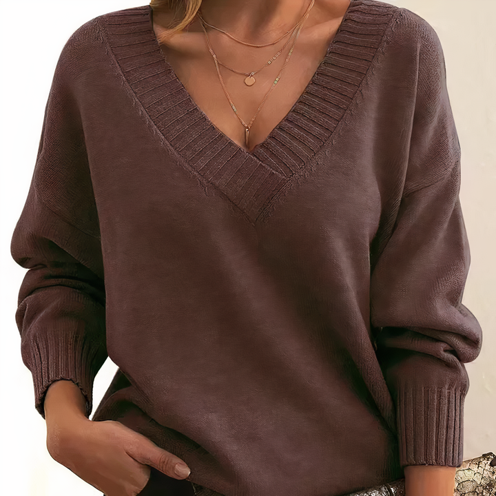 Karen Moree | Deep V-Neck Relaxed Fit Sweater