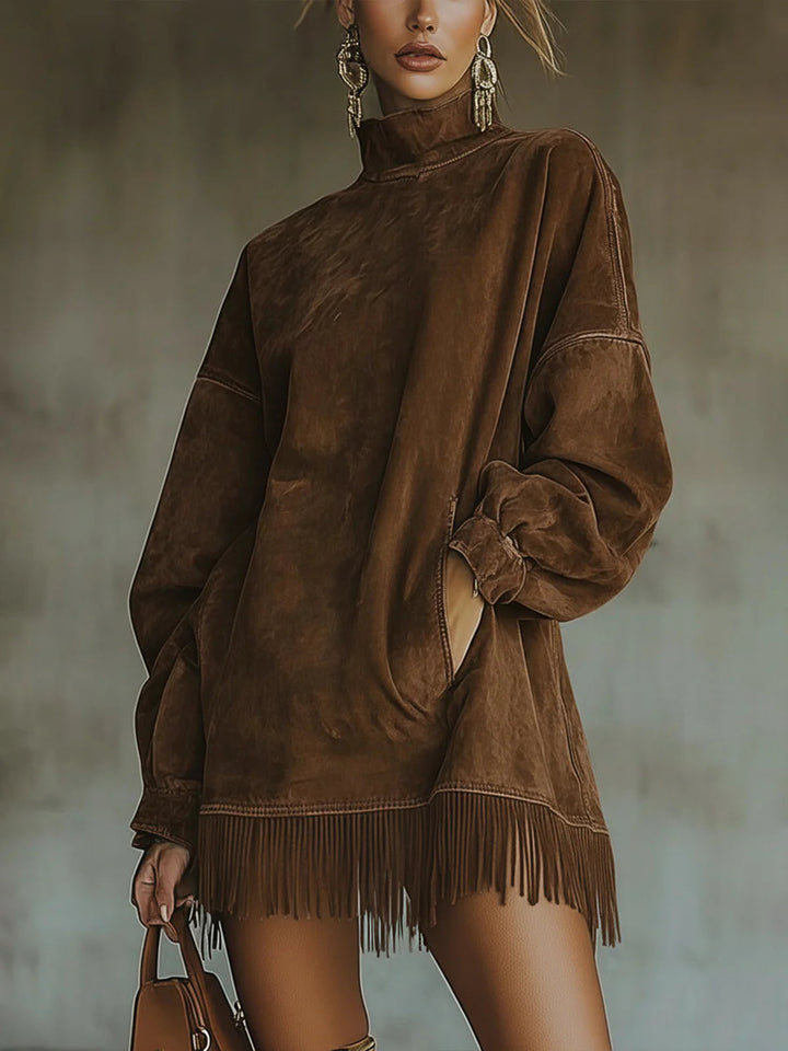 Karen Moree | Fringe Turtleneck Dress