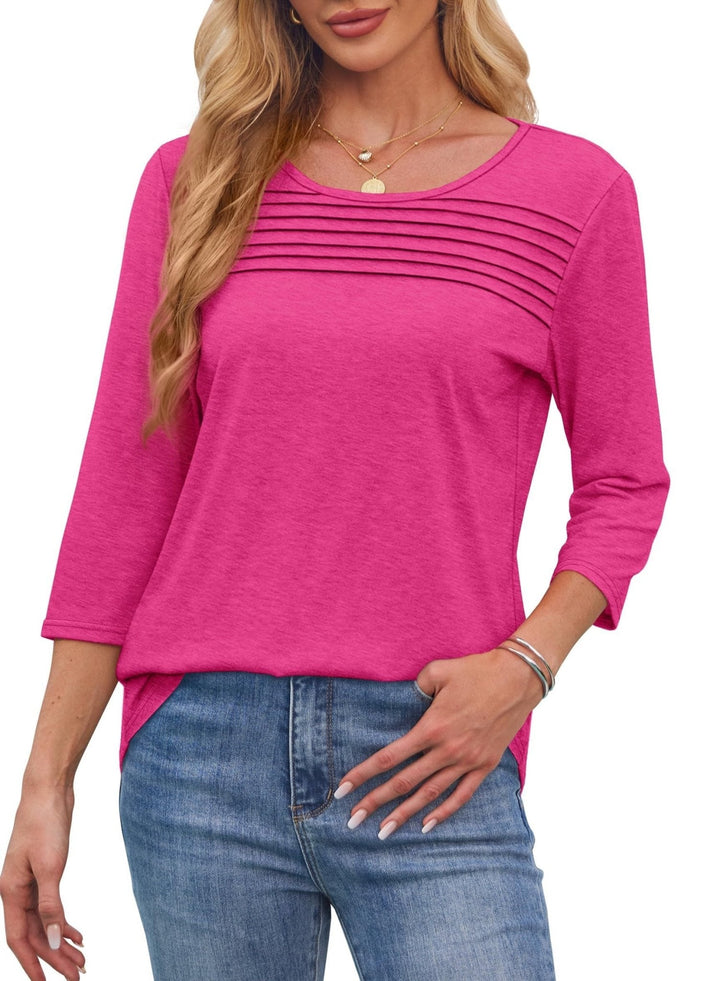 Karen Moree | Pleated 3/4 Sleeve Top
