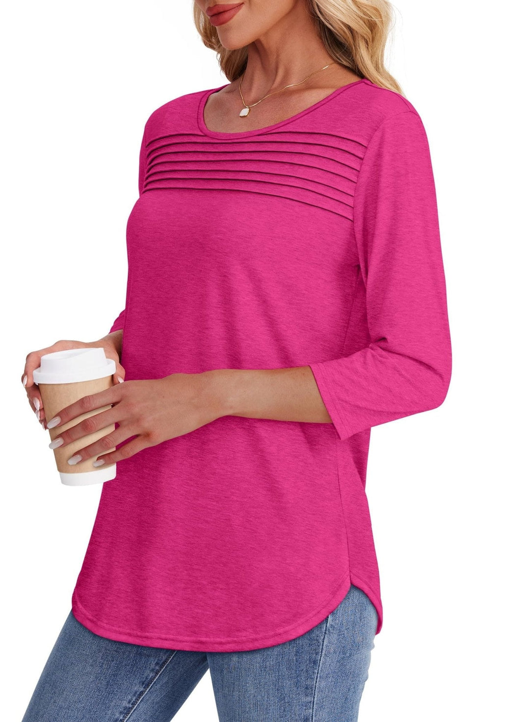 Karen Moree | Pleated 3/4 Sleeve Top