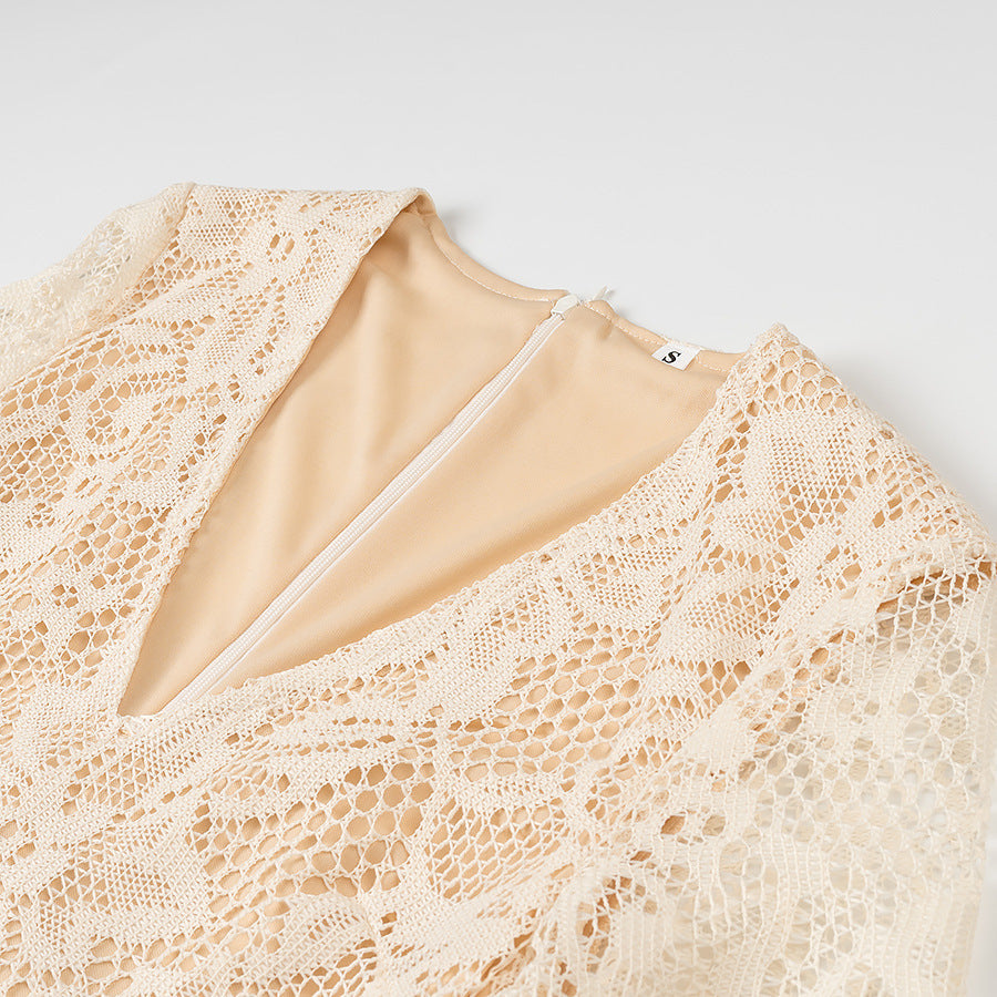 Karen Moree | Elegant Lace Cocktail Dress With Long Sleeves
