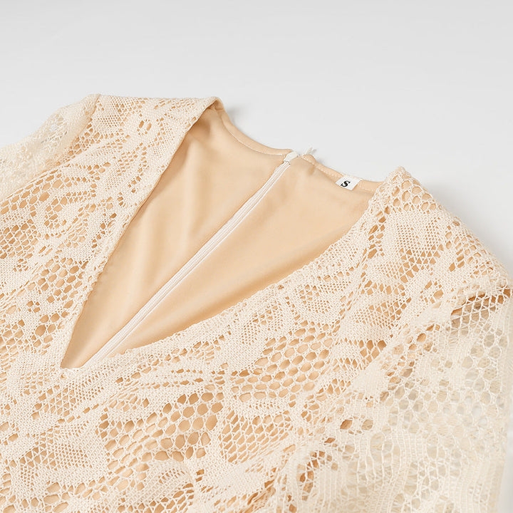 Karen Moree | Elegant Lace Cocktail Dress With Long Sleeves