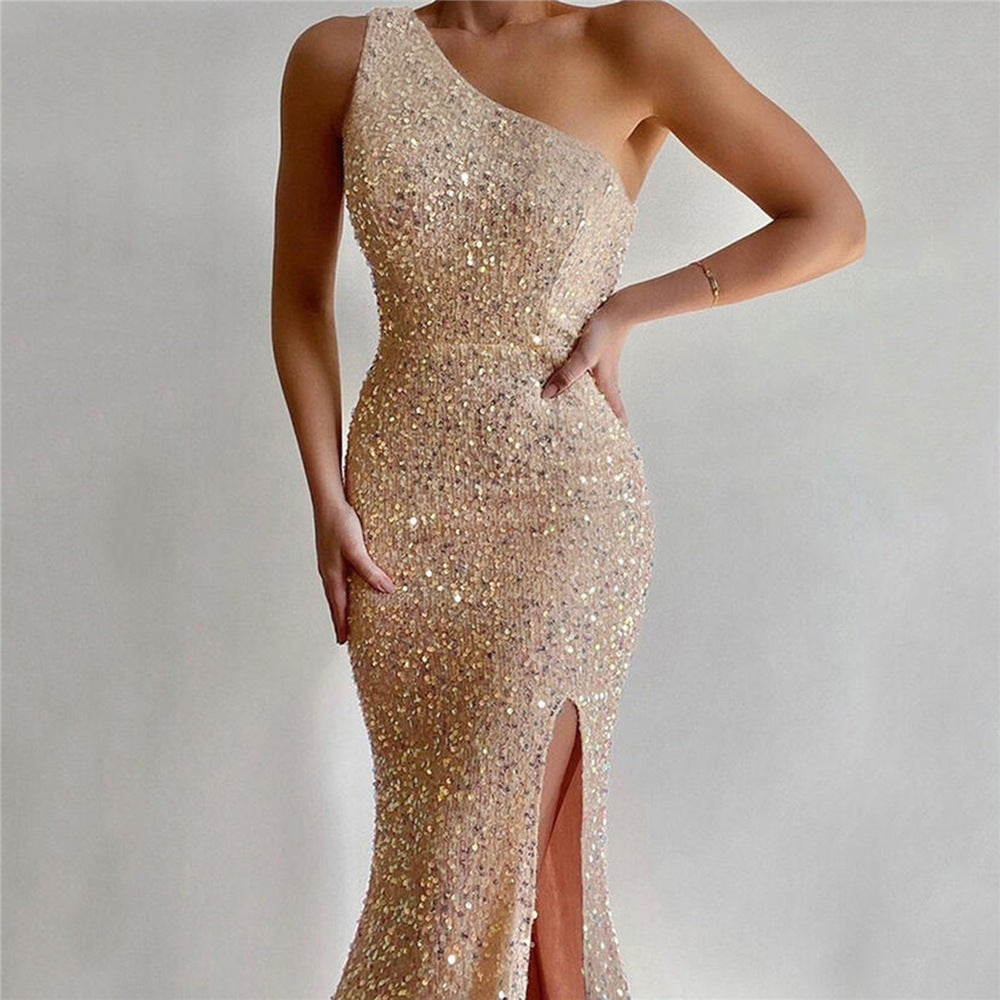 Karen Moree | One-Shoulder Sequin Cocktail Dress