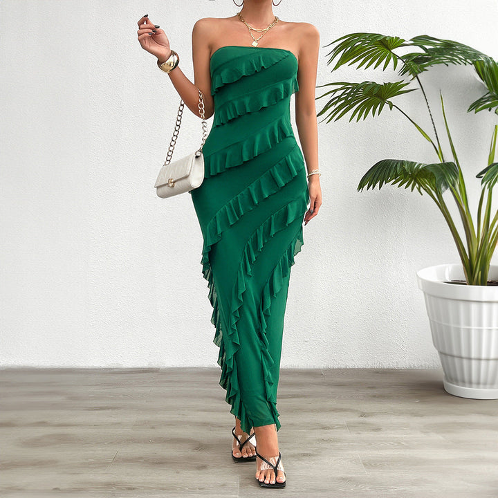 Karen Moree | Strapless Bodycon Cocktail Dress In Ruffle Detail