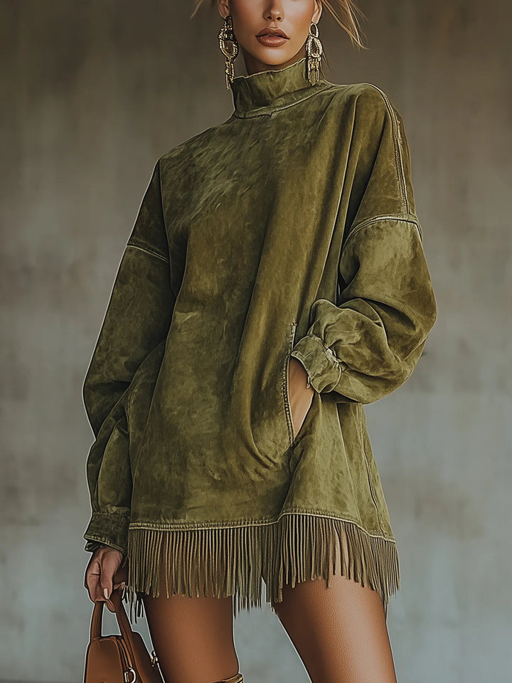 Karen Moree | Fringe Turtleneck Dress