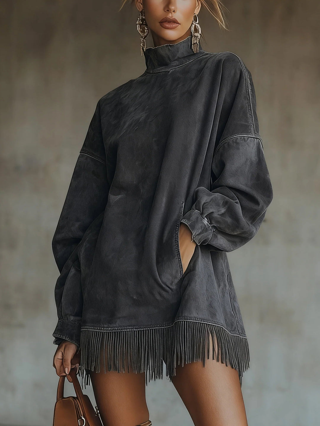 Karen Moree | Fringe Turtleneck Dress