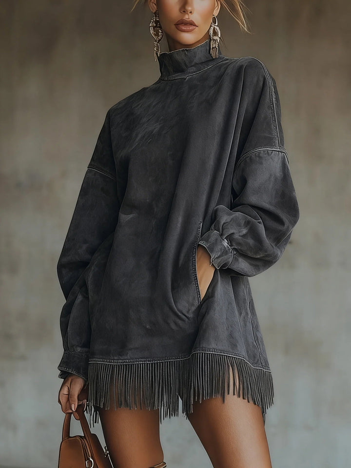 Karen Moree | Fringe Turtleneck Dress