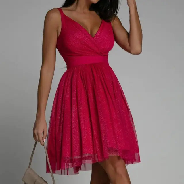 Karen Moree | Elegant Sleeveless V-Neck Cocktail Dress