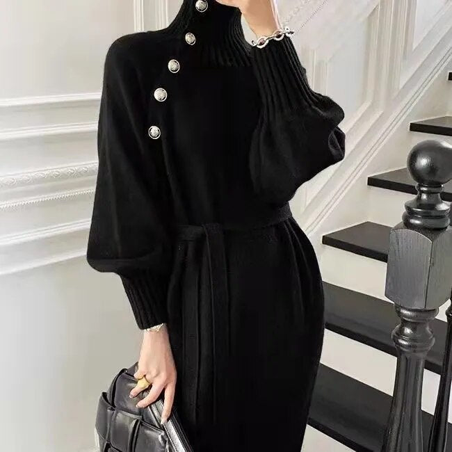 Karen Moree | Women's Winter Sweater Dress In Soft Knit With Batwing Sleeves